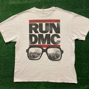 Vintage Y2K RUN DMC NYC Cityscape T-Shirt White XL New York Hip Hop Streetwear